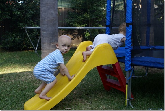 Finn and Sabi on slide