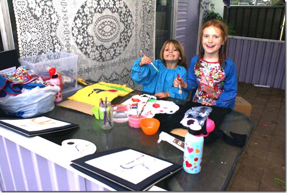 Alanah and Lillian creating costumes