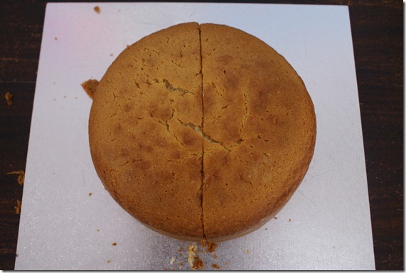 Round cake cut in half