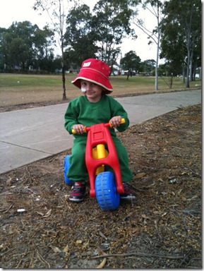 Finn on a bike