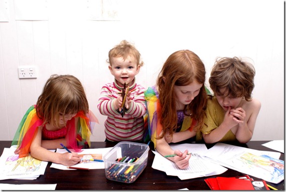 Kids doing school work